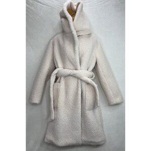Faherty Women's Wonderland High Pile Fleece Sherpa Hooded Coat in Foam Size S